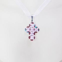 Pendant 40cm - Tullia-Violet Organza - Pendant 40cm - Laiton argenté